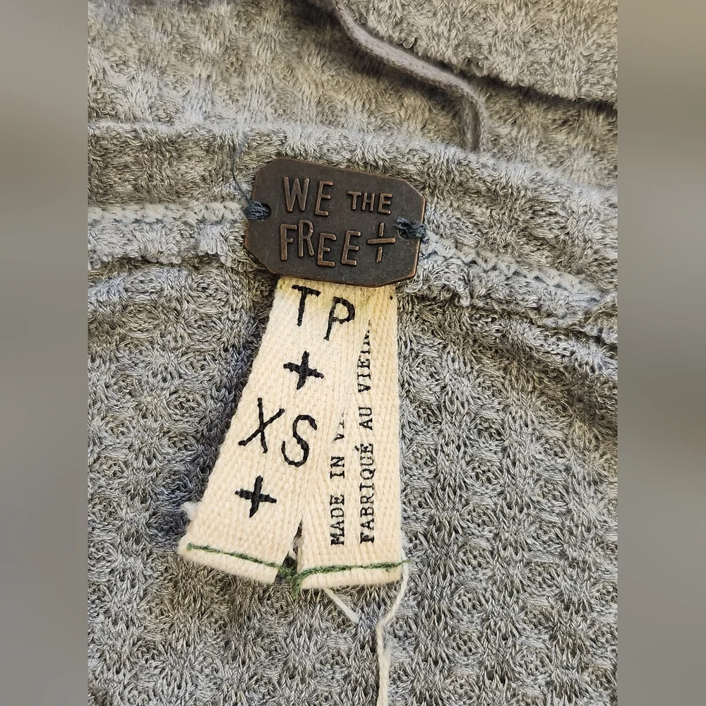 Free People Waffle We the Free Laguna Thermal Gray Swing Top XS